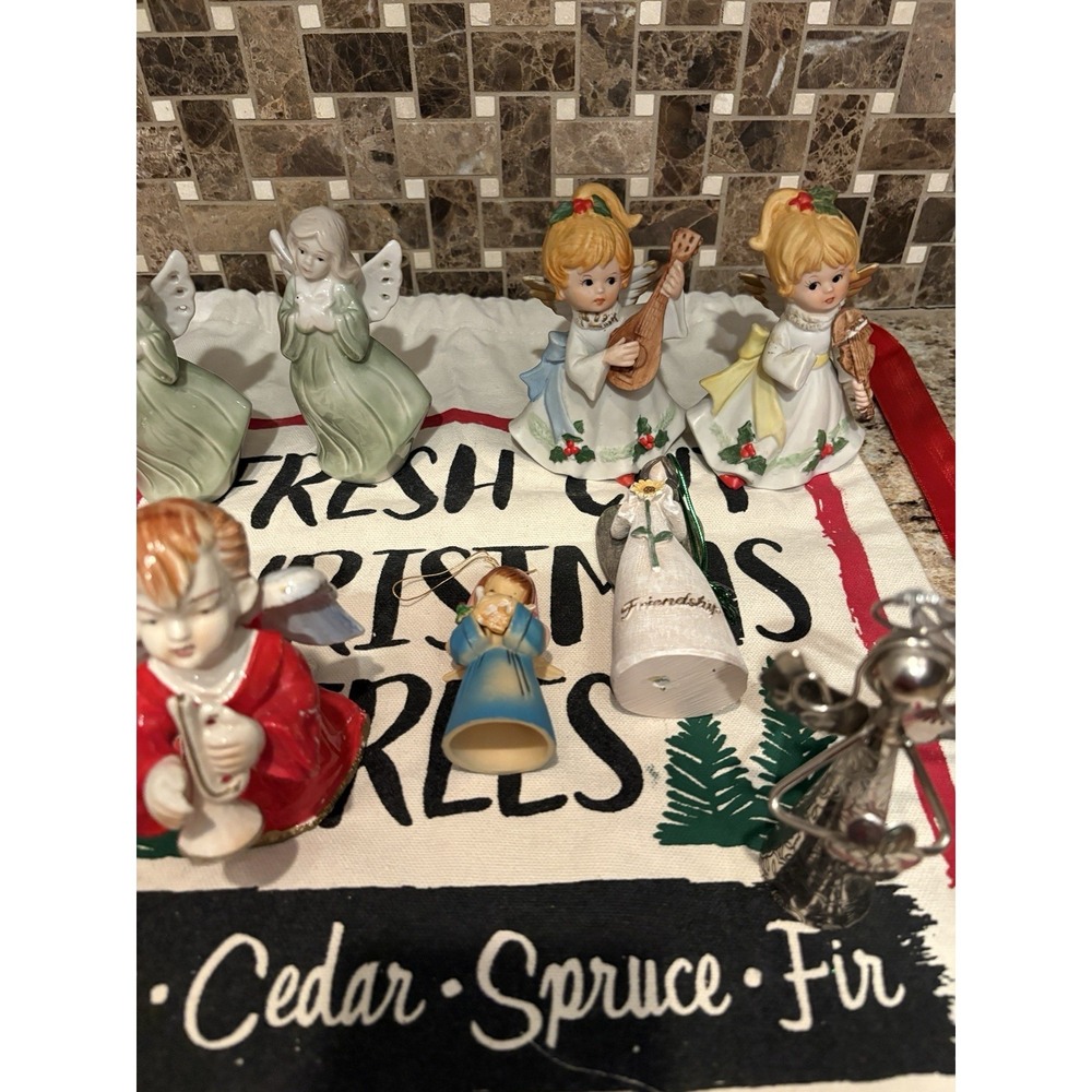 Lot of  8 Angel Ornaments Resin ceramic silver Figurines Christmas Decor Kids‎ - Picture 4 of 13